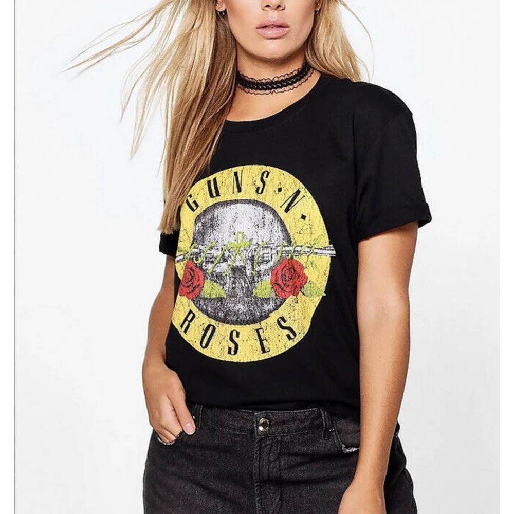Guns N' Roses Band Graphic Crew Neck Short Sleeve Tee Shirt